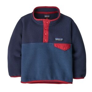 kids' Patagonia Lightweight Synchilla Snap T Pullover navy blue red 4T